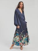 Long navy dress with flowers and butterflies image