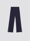 Navy knit trousers with button detail image