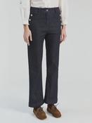Straight leg denim with button detail on side pockets image