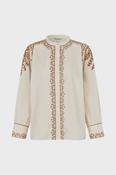Feminine Lucia shirt in cream and camel