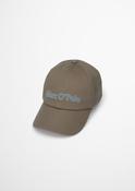 Cotton twill cap in stone taupe with logo in turquoise image