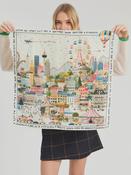 Mini silk scarf with urban illustration image