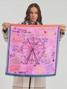 Pink mini silk scarf with illustrations image