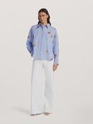 Blue striped shirt with sequin detail in taupe image