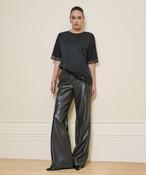 Wide Leg Leather Look Trouser in Dark Grey image