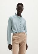 Long sleeve blouse in glacial blue with ruffle trim image