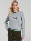 Grey Merino Wool Sweater with Embroidered Dog image