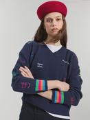 Navy Wool Sweater with Embroidery image