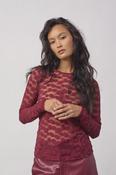 Round neck mesh top with spot pattern image