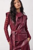 Berry red soft pleather sleeveless. image