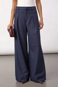 Wide leg navy trousers with pleats image