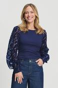 Navy top with organza sleeves image
