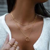 Open Circle Three Row Necklace - Gold image