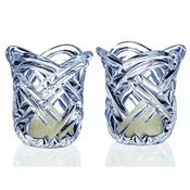Woven T-light Pair 10cm Clear Candleholder image