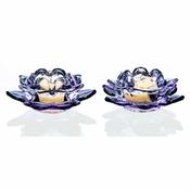 Pair of Purple Lotus Tealight Holders Width 12cm image