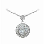 Silver Round Pendant Pave Set Surround image