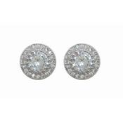 Silver Round Earrings Pave Set Surround image