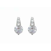 Silver Round Earrings with Pave Bale image