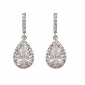 Silver Pear Shape Earrings – White image