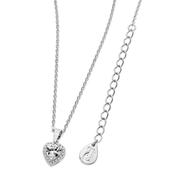 Diamante Heart Drop Pendant Silver image
