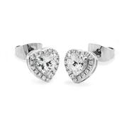Diamante Heart Drop Earrings Silver image