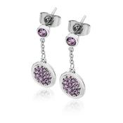 Lavender Double Moon Drop Earrings Silver image