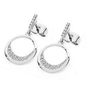 White Floating Moon Earrings Silver image