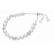 Silver String Pearl Bracelet &amp; Cz Cushion image