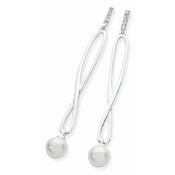 Silver Twisted Drop Single Pearl Earrings image