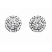 Silver Stud CZ With Pave Surround Earrings image