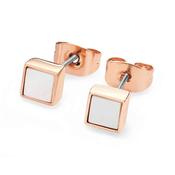 June Rosegold Square Birthstone Earrings Pearl image