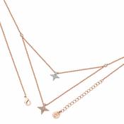 Double Floating Pave Star Necklace Rose Gold image