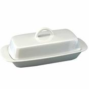 White Porcelain Butter Dish With Handle image