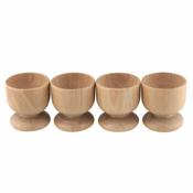 Set Of 4 Beech Wood Egg Cups image