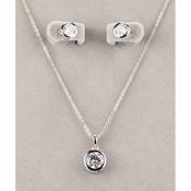 Silver Large White Stone Necklace and Earring Set image