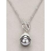 Newgrange Grey Pearl T Bar Necklace image