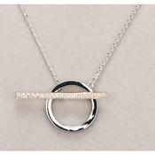Silver and Rose Gold Diamante TBar Necklace image