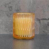 9cm Embossed Glass Wax Filled Pot Gold image
