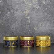 Set of 3 Candle Tins Plum Gold Ochre image
