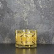 10X7cm Glass Wax Pot 2 Wicks Ochre Gold Lily image