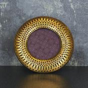 Resin Round Frame Debossed Design Gold  Width 16cm image