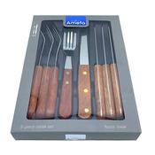 Amefa 8 Piece Wood Steak Knife and Fork Set image