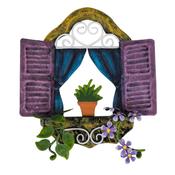 Fairy Window   Purple Shutters and Plant Pot image