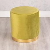 Smooth Velvet Gold Rimmed Stool Mustard image
