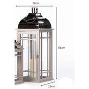 Julie Wooden Lantern Grey/Chrome Large Height 68cm image