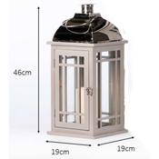Julie Wooden Lantern Grey/Chrome Small Height 46cm image