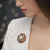 Round Brooch with Opal Coloured Stone Settings image