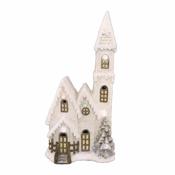 Large Cream Christmas House with LED L31cm image