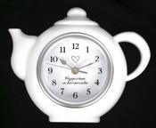White Plastic Tea Pot Shape Wall Clock 28x23x4cm image