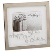 6x4in Silverplated Box Frame 50th Birthday image